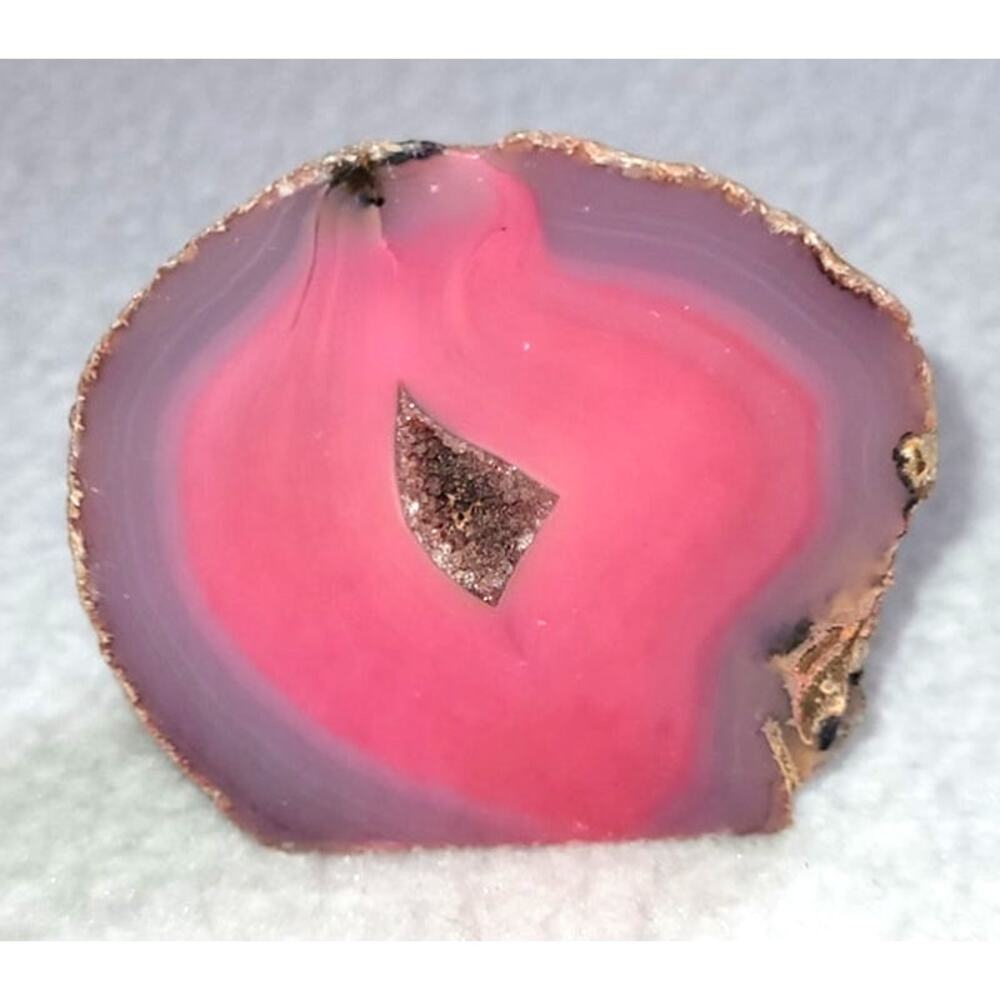 Pink Purple Polished Agate Geode Paperweight Brazil Rock Stone Slice 2.25"